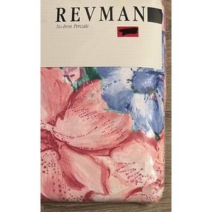 Revman Percale Full Flat Sheet Melrose Retro 80s Floral NOS Sealed Made In USA